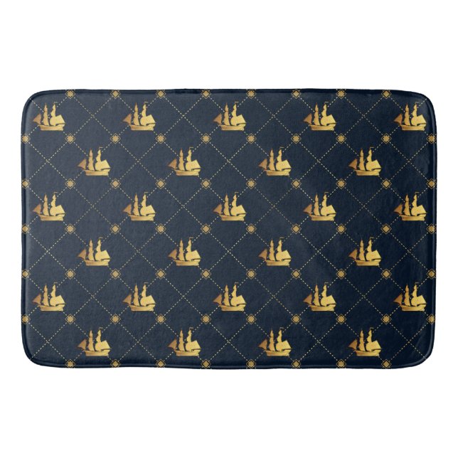 Gold Sail Ship Bath Mat (Front)