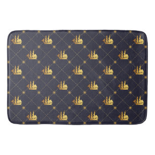 Gold Sail Ship Bath Mat