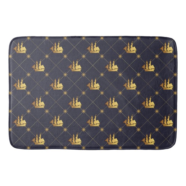 Gold Sail Ship Bath Mat (Front)