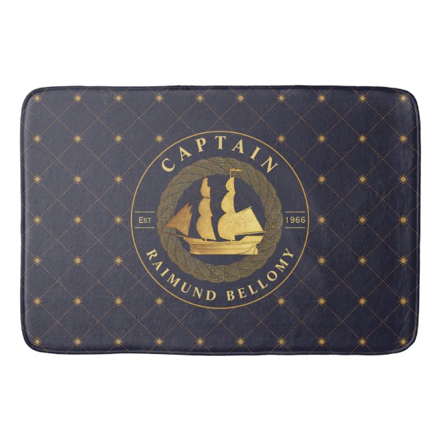 Gold Sail Ship Bath Mat (Front)
