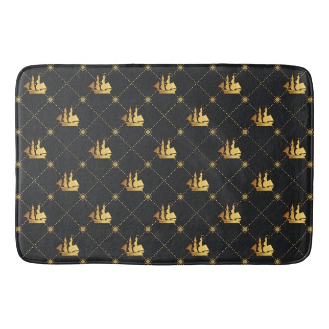 Gold Sail Ship Bath Mat (Front)