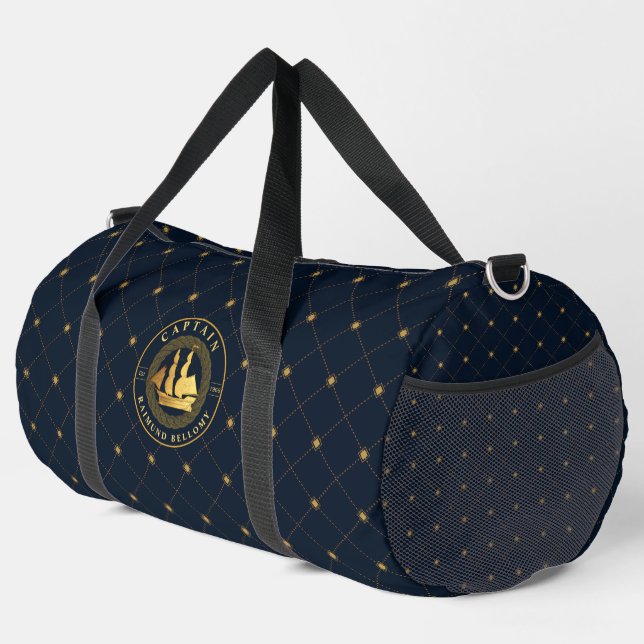 Gold Sail Ship Duffle Bag (Right Corner)