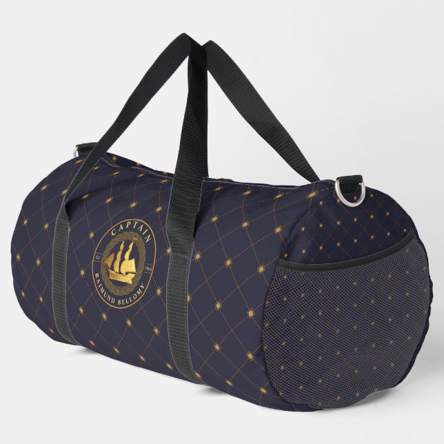 Gold Sail Ship Duffle Bag (Right Corner)