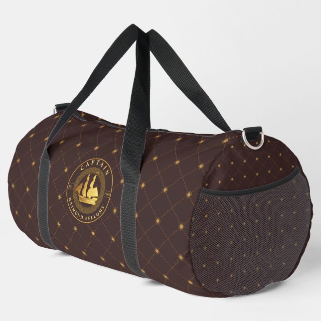 Gold Sail Ship Duffle Bag (Right Corner)