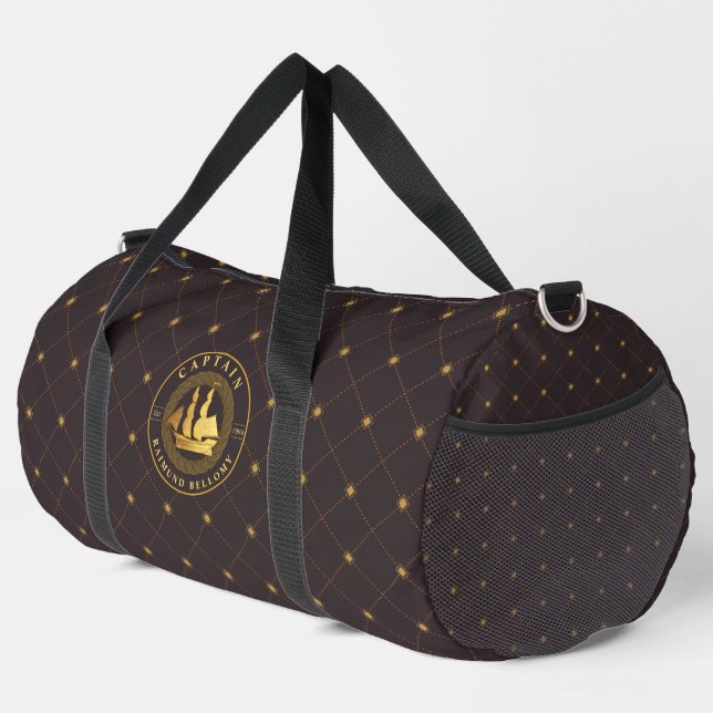 Gold Sail Ship Duffle Bag (Right Corner)