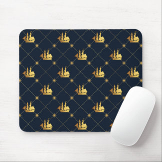 Gold Sail Ship Mouse Mat