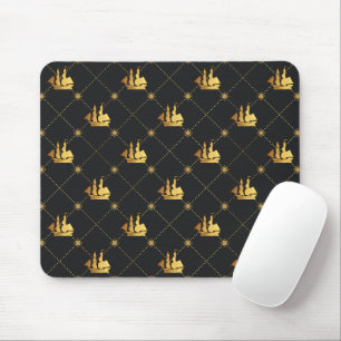 Gold Sail Ship Mouse Pad