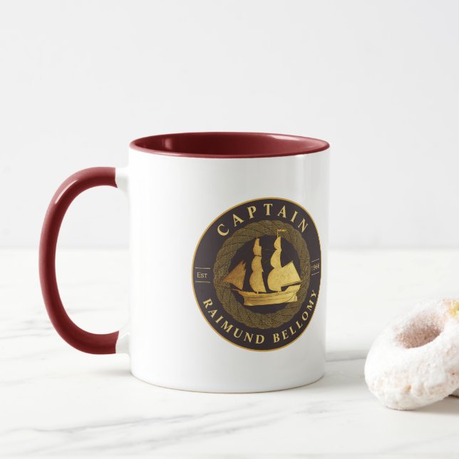 Gold Sail Ship Mug (With Donut)