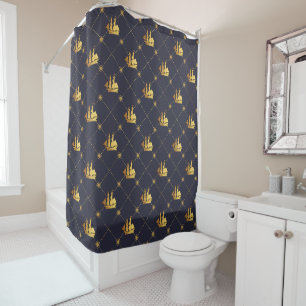 Gold Sail Ship Shower Curtain