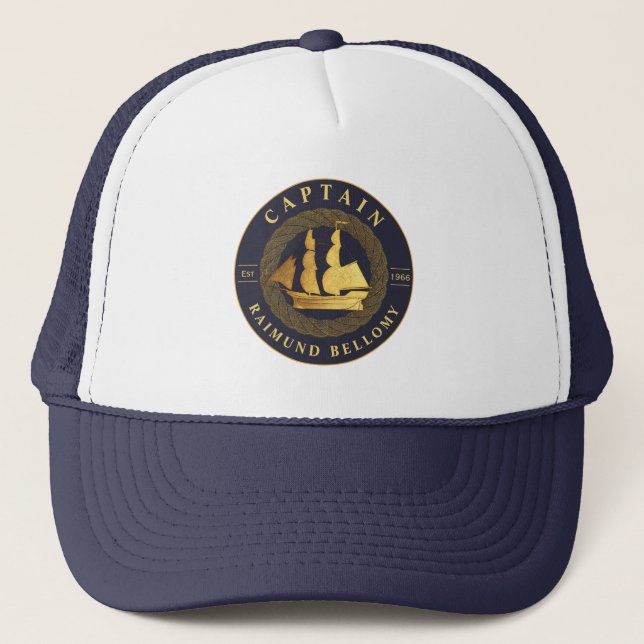 Gold Sail Ship Trucker Hat (Front)