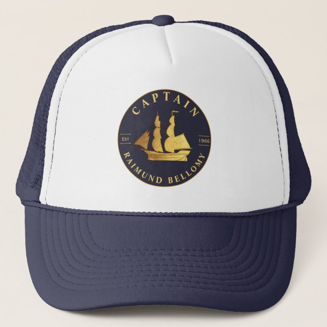 Gold Sail Ship Trucker Hat (Front)