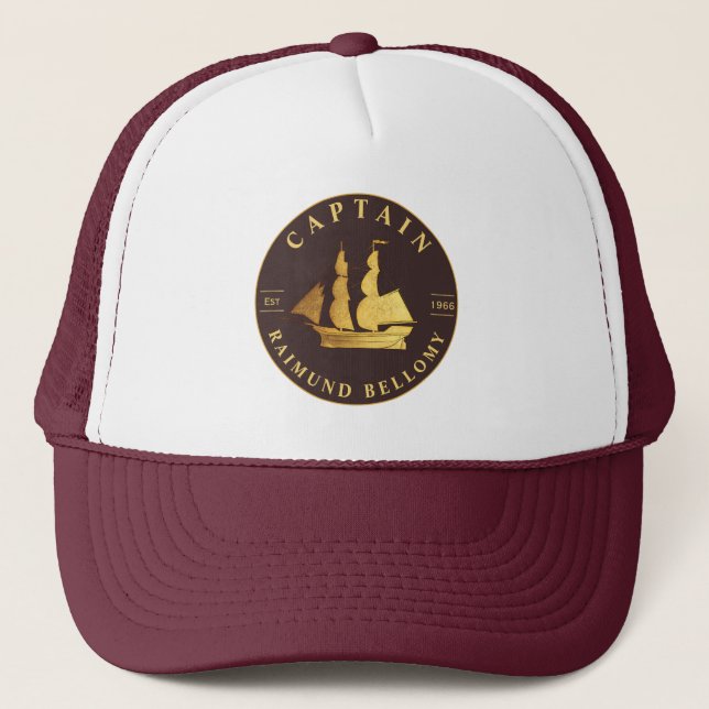 Gold Sail Ship Trucker Hat (Front)