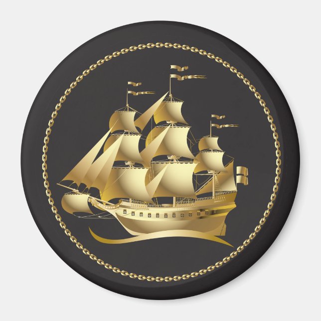 Gold Sailboat Nautical Magnet (Front)
