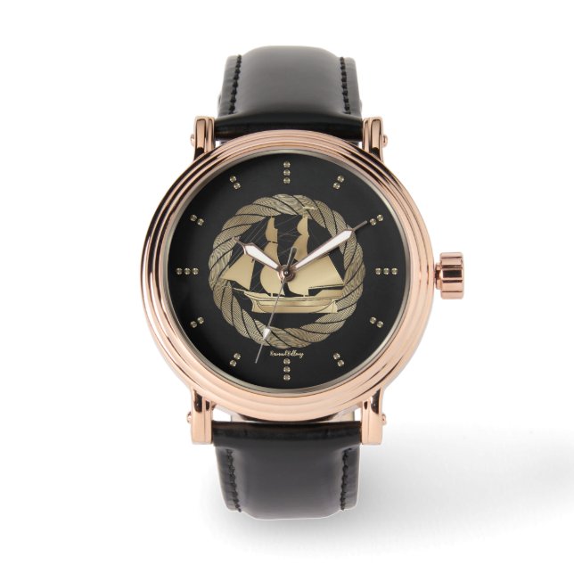 Gold Sailing Ship Watch (Front)