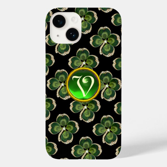 Gold Saint Patrick Shamrock Jewel with Pearls Case-Mate iPhone Case (Back)