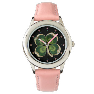 Gold Saint Patrick Shamrock Jewel with Pearls Watch