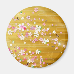 Gold Sakura Kimono - Japanese Design Magnet