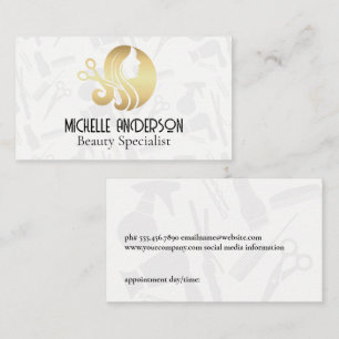 Gold Salon Hair Stylist Logo Appointment Card