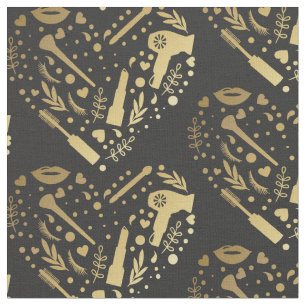 Gold Salon Heart Logo Hair Stylist Fabric