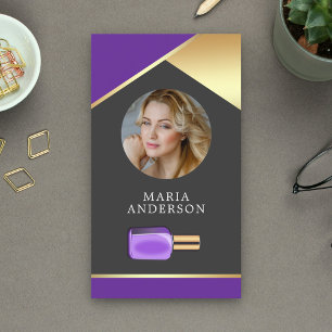 Gold Salon Nail Polish Bottle Manicurist Photo Business Card