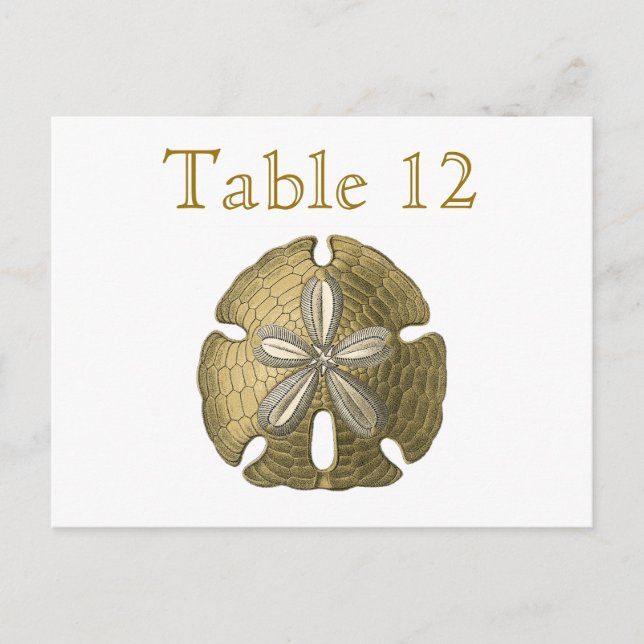 Gold Sand Dollar Reception Table Numbers Postcard (Front)