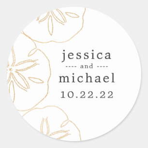 Gold Sand Dollar sea shell wedding envelope seal