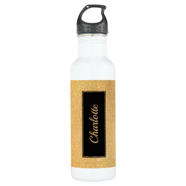 Gold Sandy Glitter 710 Ml Water Bottle (Front)