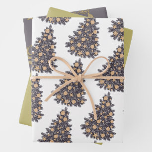 Gold Santa Christmas Wrapping Paper Sheet