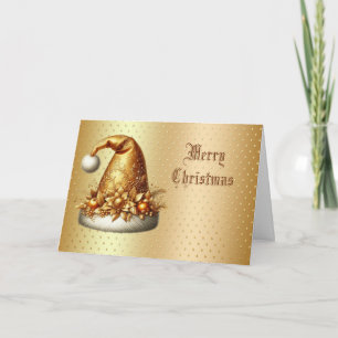 Gold Santa Hat Christmas Holiday Card