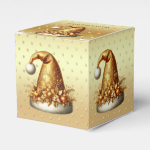 Gold Santa Hat Christmas Holiday Gift Box
