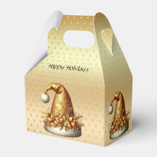 Gold Santa Hat Christmas Holiday Gift Box