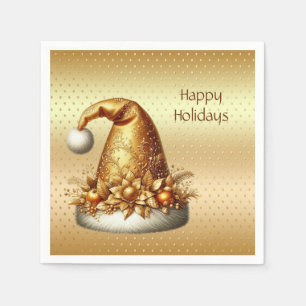 Gold Santa Hat Holiday Napkin