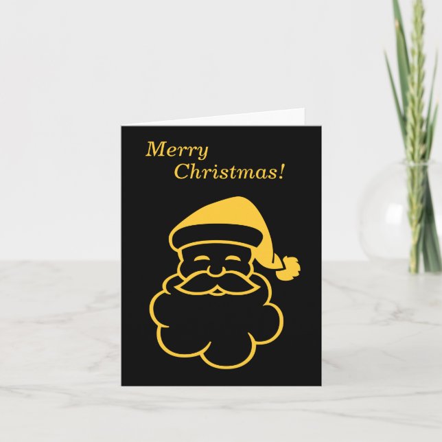 gold santa on black graphic design christmas holiday card (Front)