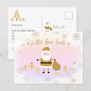 Gold Santa's Nice List, Letter from Santa Holiday Postcard