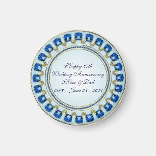 Gold Sapphire Blue 45th Wedding Anniversary Magnet