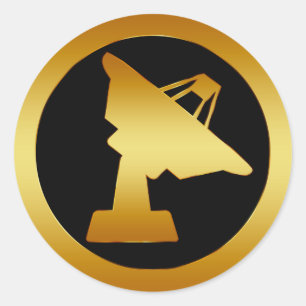 GOLD SATELLITE DISH CLASSIC ROUND STICKER