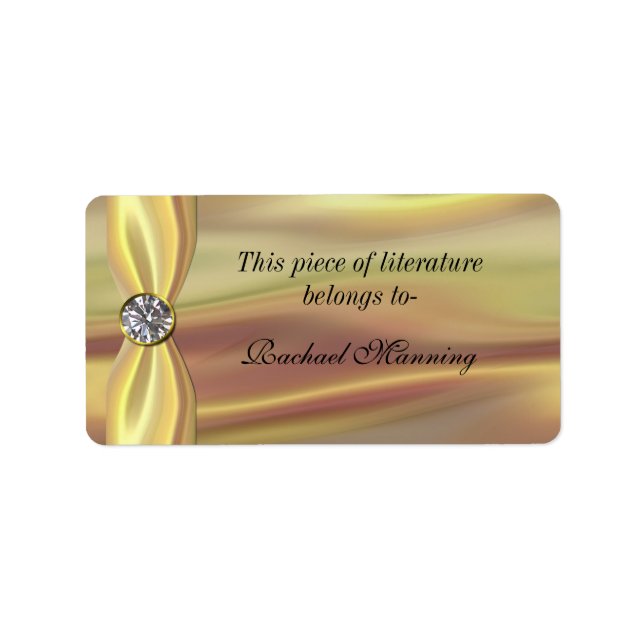 Gold Satin Bookplate Sticker (Front)