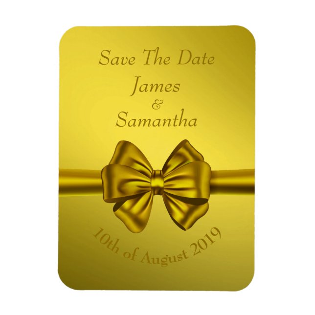 Gold Satin Bow – Save the Date Magnet (Vertical)
