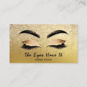 *~* Gold Satin Glitter Lashes Extensions Brows Business Card