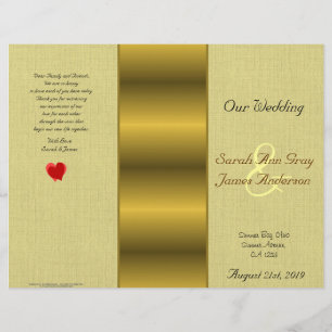 Gold satin linen effect wedding program