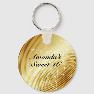 Gold Satin, Sparkle, Sweet Sixteen Favour Key Ring