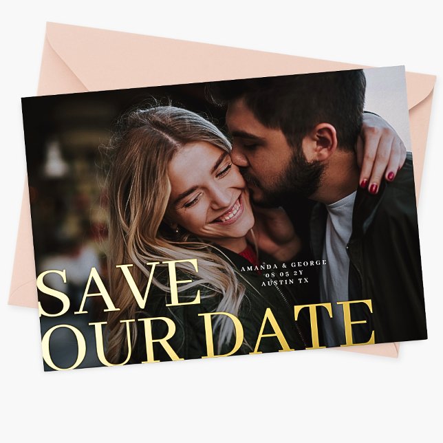 Gold Save Our Date Elegant Classic Photo Wedding (Creator Uploaded)