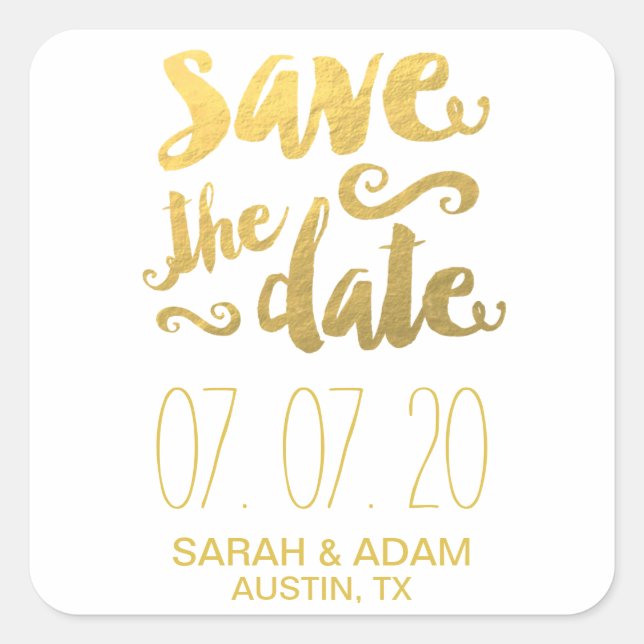 Gold Save Our Date | Save the Date Sticker (Front)