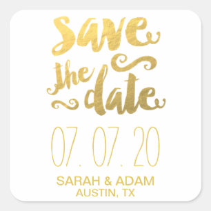 Gold Save Our Date   Save the Date Sticker