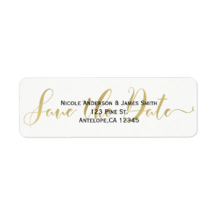 Gold Save the Date Script Wedding Invitation