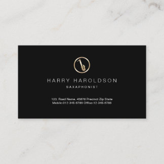 Gold Saxaphone Icon Saxaphonist Business Card