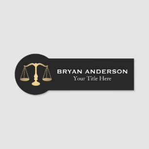 Gold Scale of Justice Name Tag