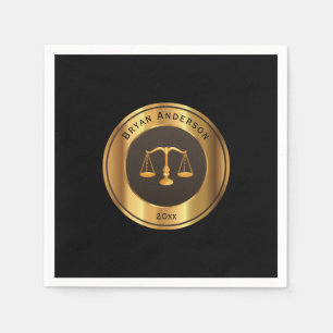 Gold Scale Of Justice Symbol Graduation Napkin