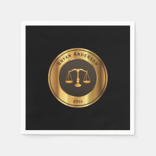 Gold Scale Of Justice Symbol Graduation Napkin