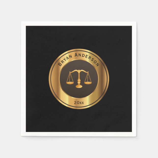 Gold Scale Of Justice Symbol Graduation Napkin (Front)